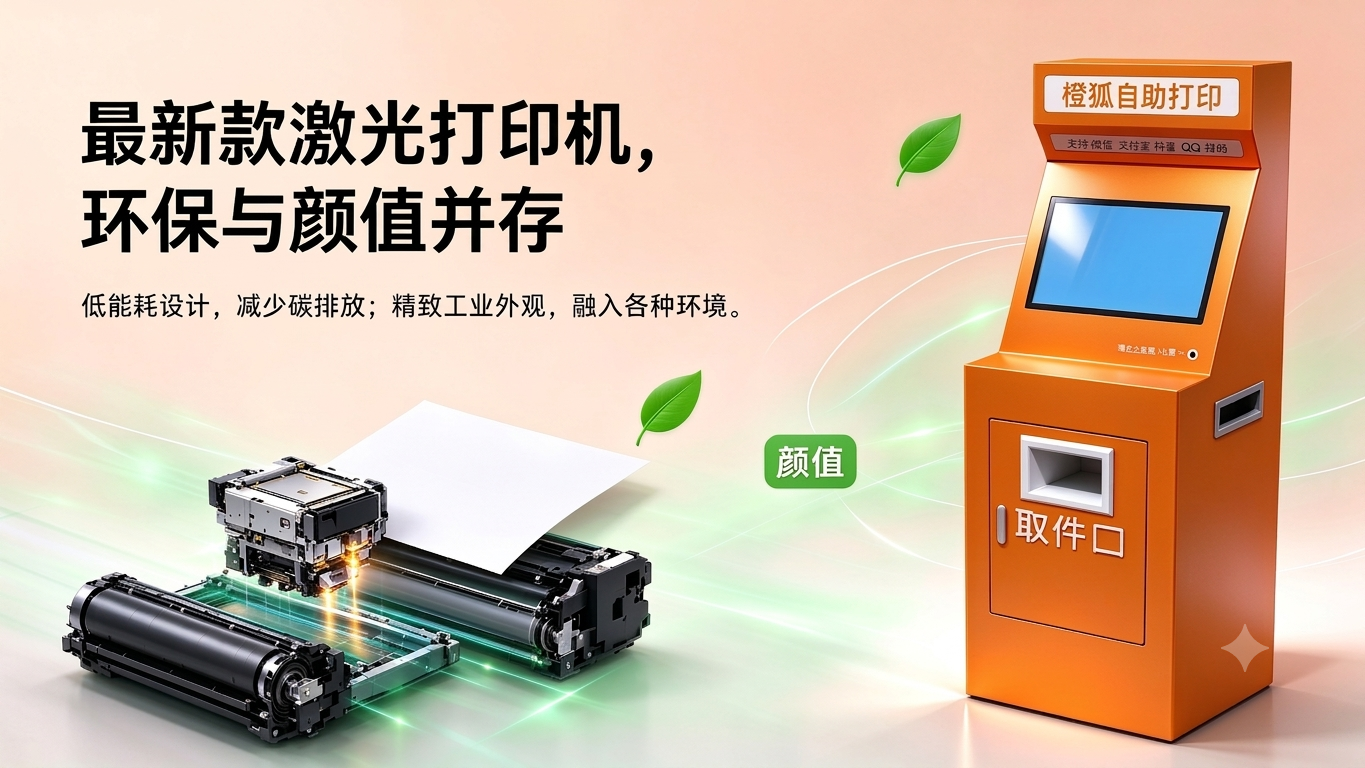 环保颜值 - 最新款激光打印机，低能耗设计，环保与颜值并存。