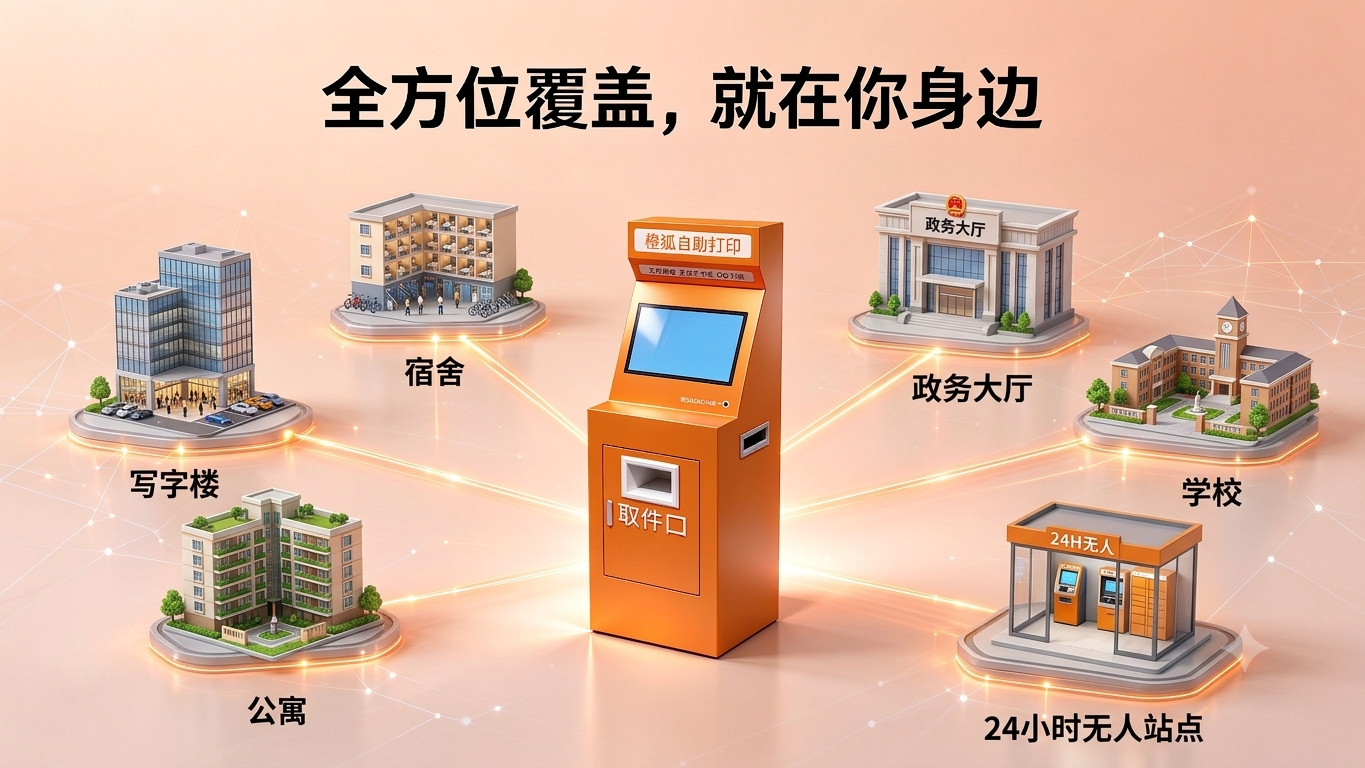 全场景覆盖 - 写字楼、宿舍、公寓、政务大厅、学校、24 小时无人站点，就在你身边。