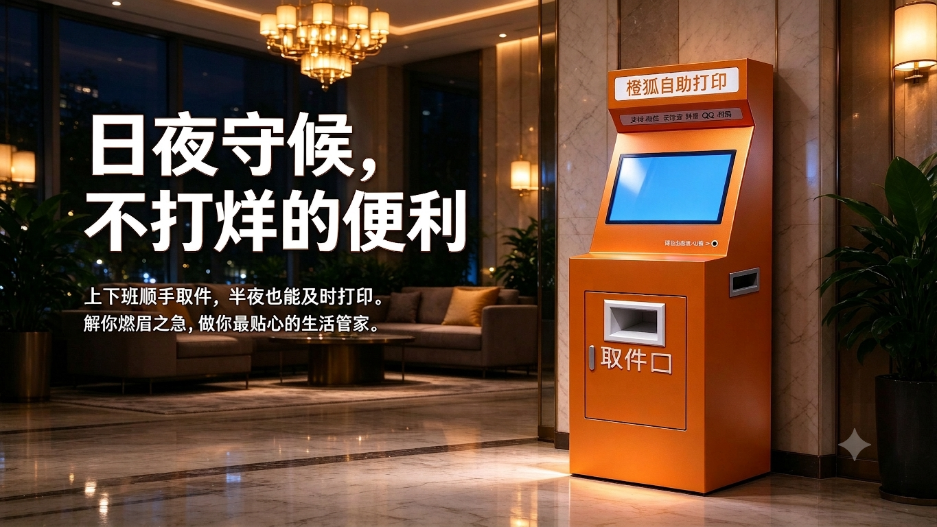 日夜守候 - 上下班顺手取件，半夜也能及时打印，不打烊的便利。