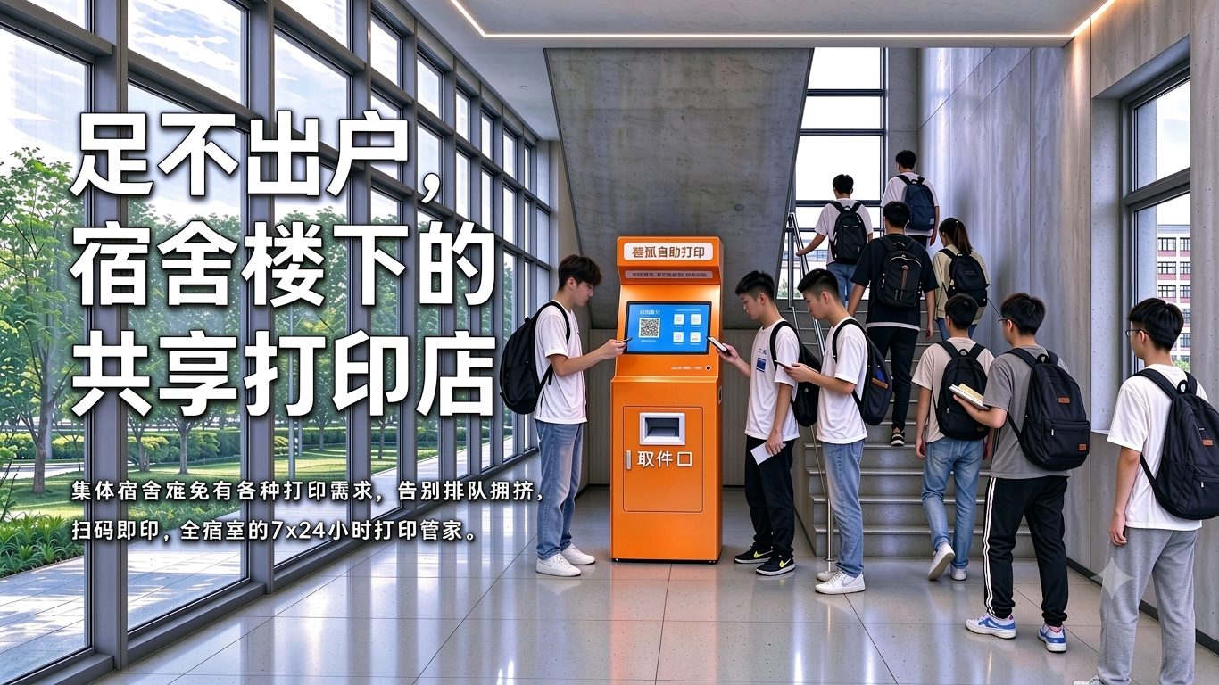 宿舍场景 - 宿舍楼下随时打印，学生党告别排队与奔波。